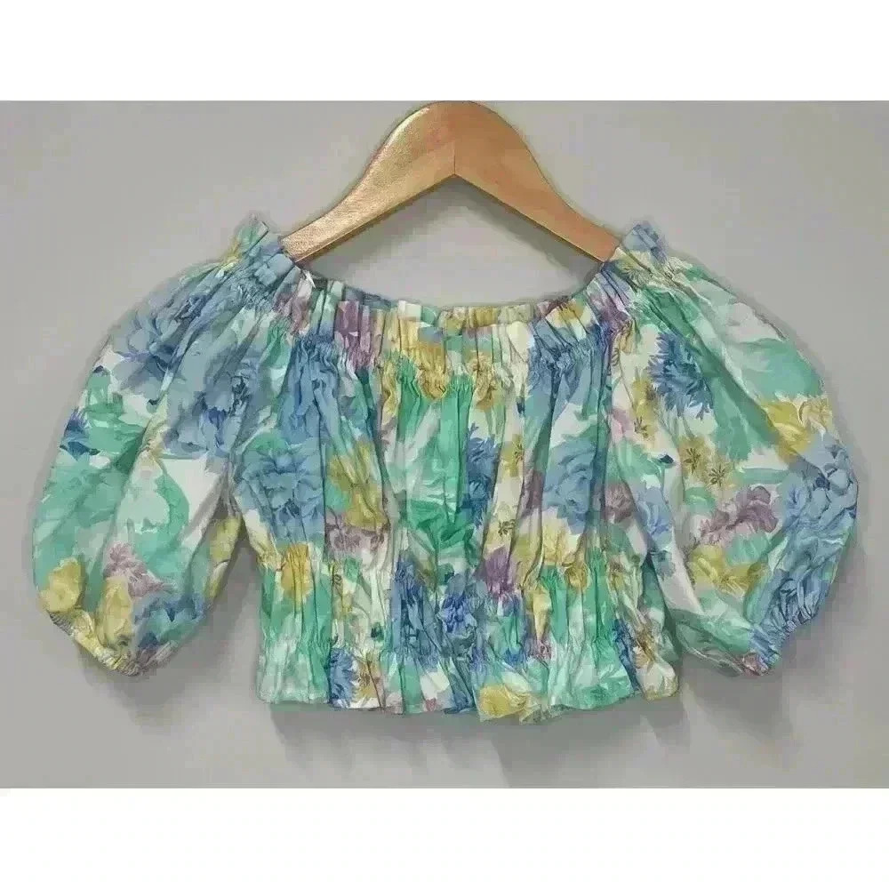 Zara watercolor floral crop top size Small